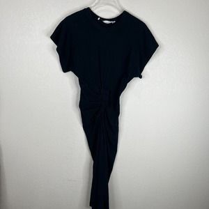IRO Women's Pleated Wilco Dress Ruched‎ Flared Short Sleeves Black Size XS